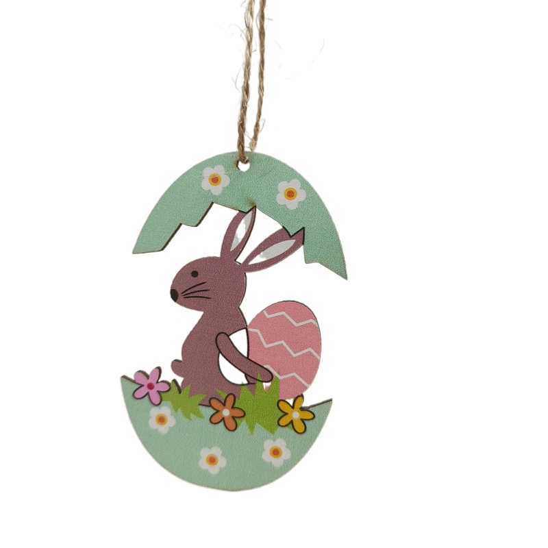 Easter Wooden Craft Door Hanging Easter Egg Home Decor Wood Bunny Decoration