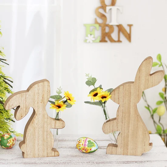 Bureau de décoration de lapin en bois, Pâques pour la maison et la fête