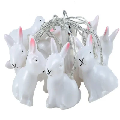 Guirlande lumineuse lapin de pâques, décoration de chambre d'enfant, dessin animé, batterie sèche pour enfants