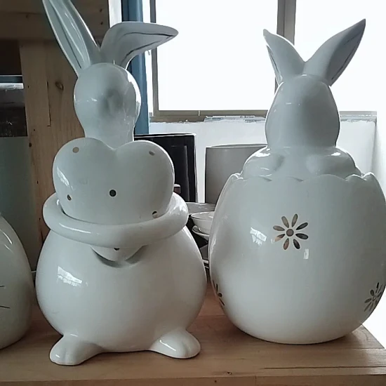 Décorations artisanales de pâques en céramique, lapin créatif, ameublement, tasses en porcelaine, décor